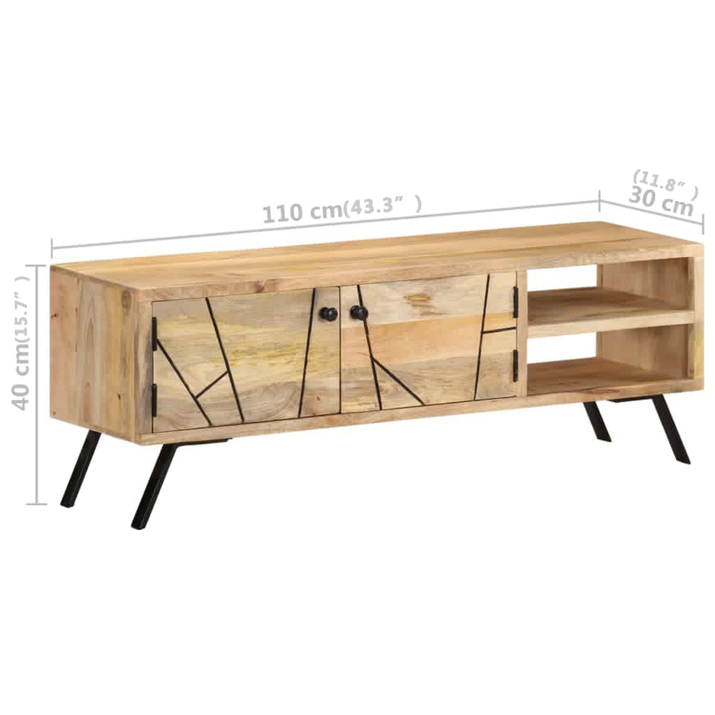 Mobile Porta TV 110x30x40 cm in Legno Massello di Mango - homemem39