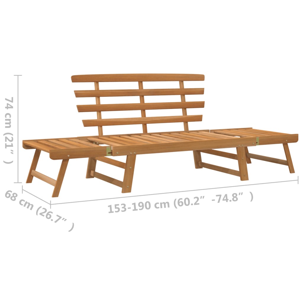 Panca da Giardino 2-in-1 190 cm in Legno Massello di Acacia - homemem39