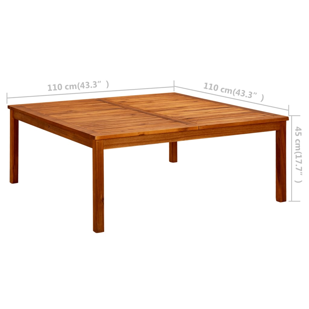 Tavolino da Giardino 110x110x45 cm in Legno Massello di Acacia - homemem39