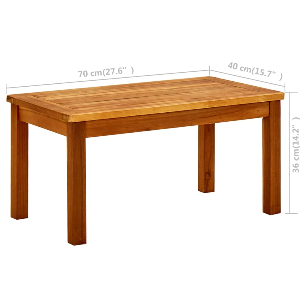 Tavolino da Giardino 70x40x36 cm in Legno Massello di Acacia - homemem39