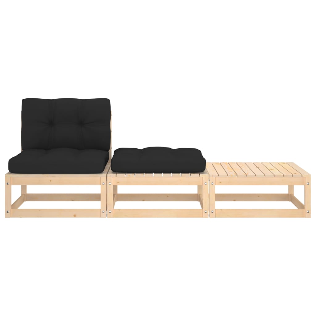 Set Divani da Giardino 3 pz con Cuscini Legno Massello Pino - homemem39