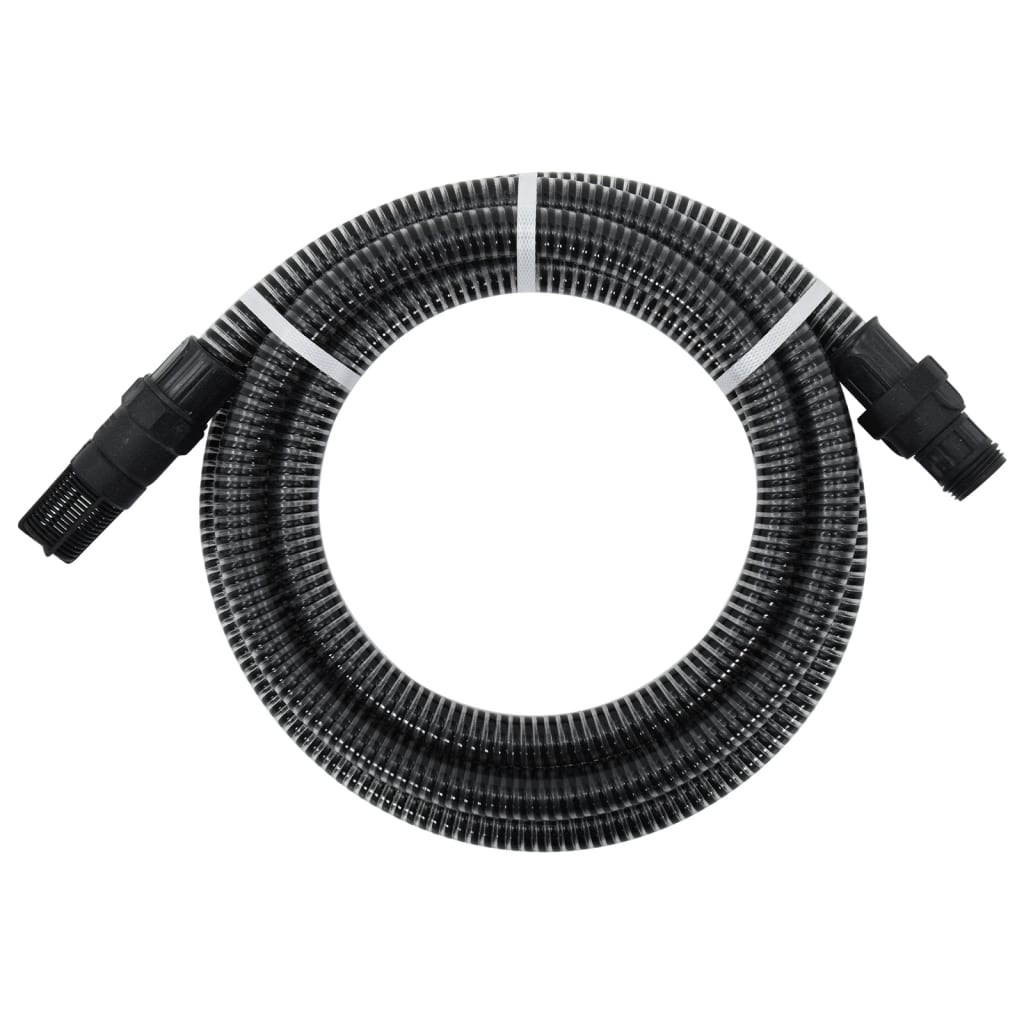 Tubo di Aspirazione con Raccordi in Ottone Nero 1" 10 m PVC - homemem39