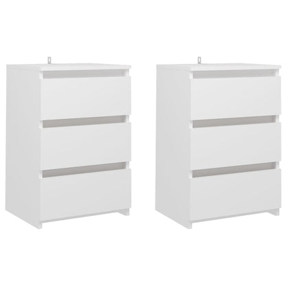 Comodini 2 pz Bianco Lucido 40x35x62,5 cm in Truciolato - homemem39