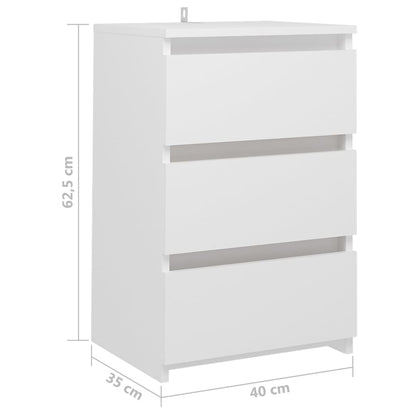 Comodini 2 pz Bianco Lucido 40x35x62,5 cm in Truciolato - homemem39