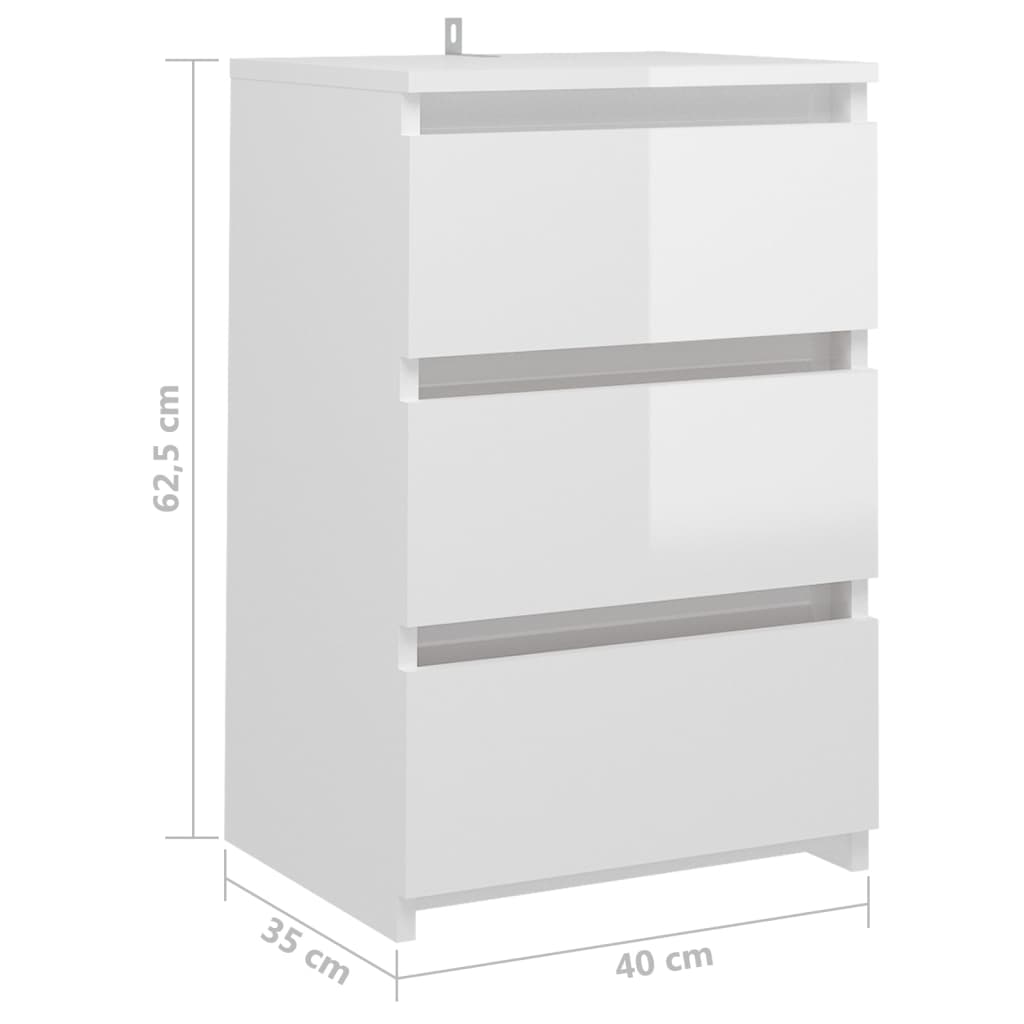 Comodini 2 pz Bianco Lucido 40x35x62,5 cm in Truciolato - homemem39