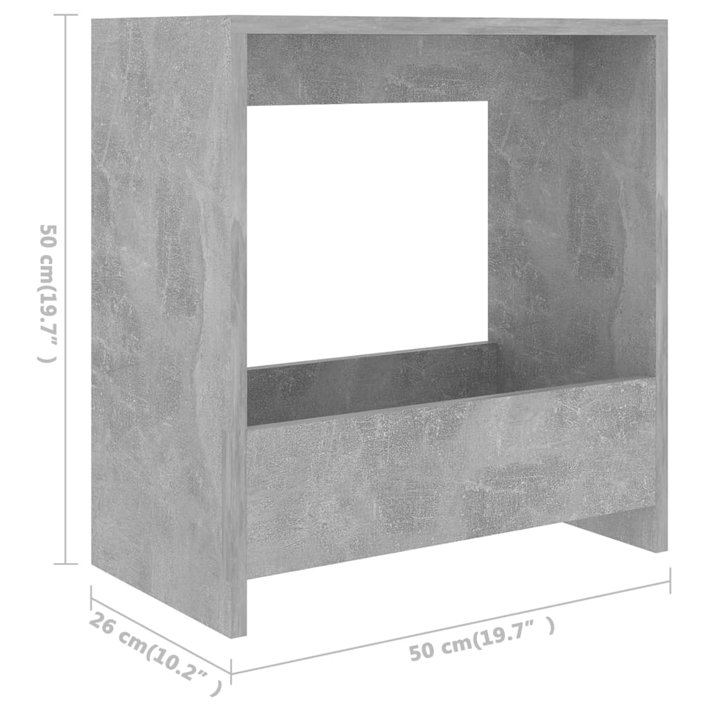 Tavolino Grigio Cemento 50x26x50 cm in Truciolato - homemem39