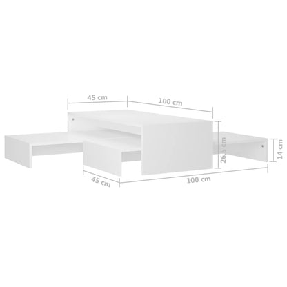 Set Tavolini Estraibili Bianchi 100x100x26,5 cm in Multistrato - homemem39