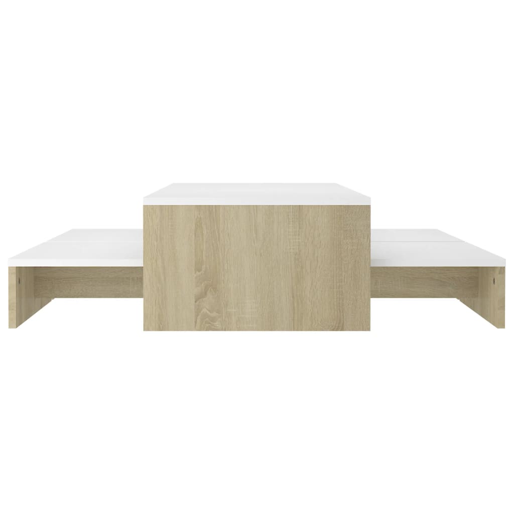 Tavolini Bianco Rovere Sonoma100x100x26,5cm Truciolato - homemem39