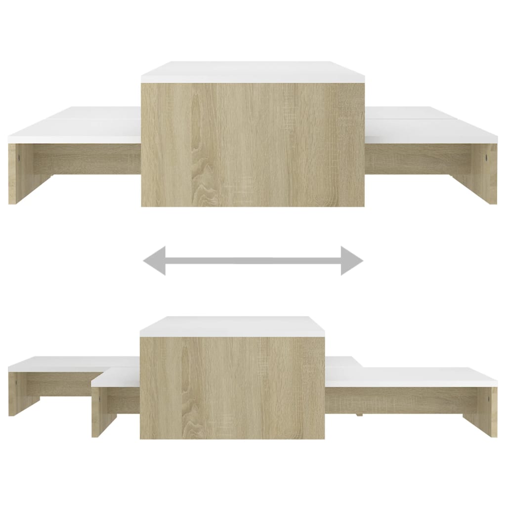 Tavolini Bianco Rovere Sonoma100x100x26,5cm Truciolato - homemem39