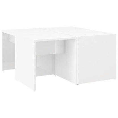 Tavolini da Salotto 4 pz Bianco Lucido 33x33x33cm in Truciolato - homemem39