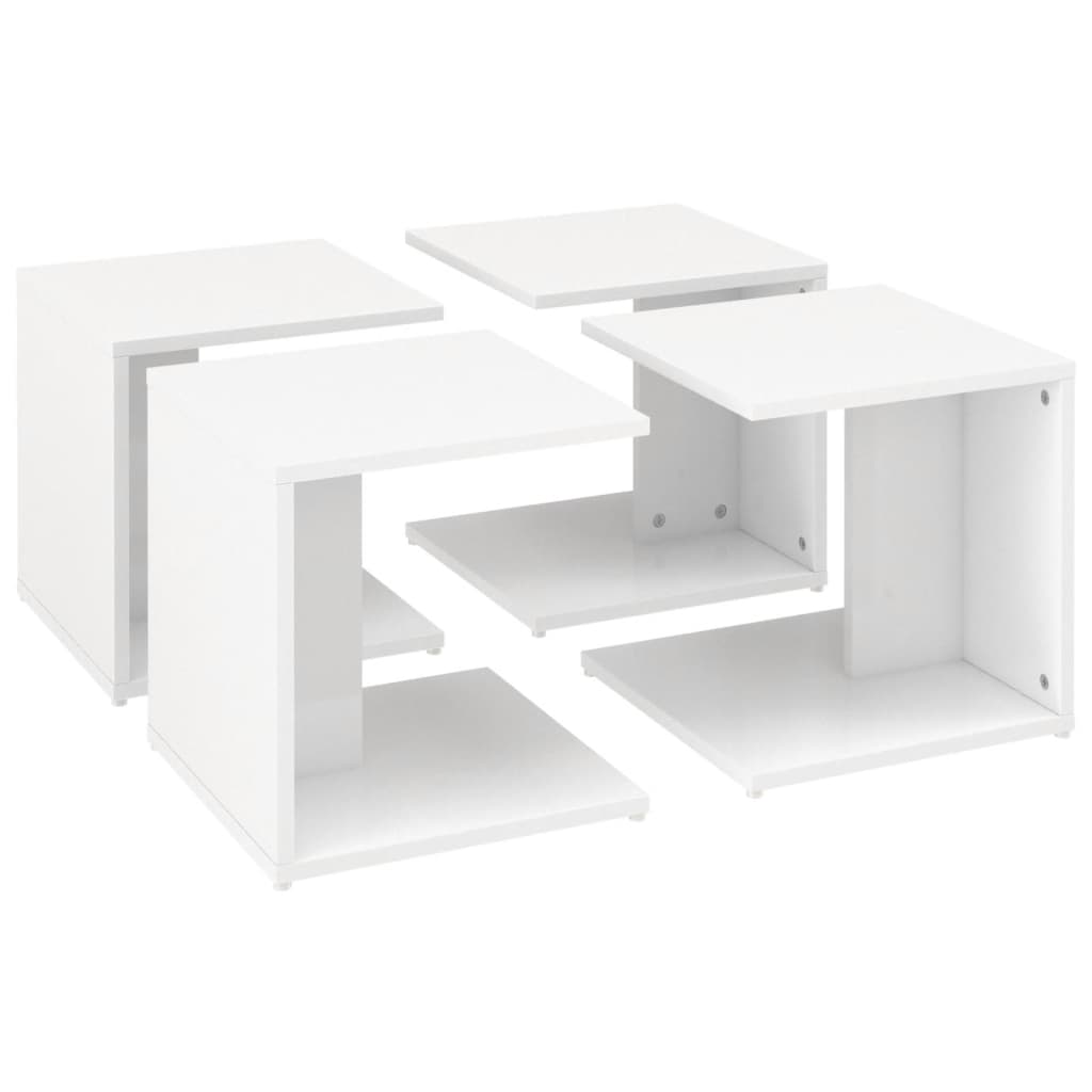 Tavolini da Salotto 4 pz Bianco Lucido 33x33x33cm in Truciolato - homemem39