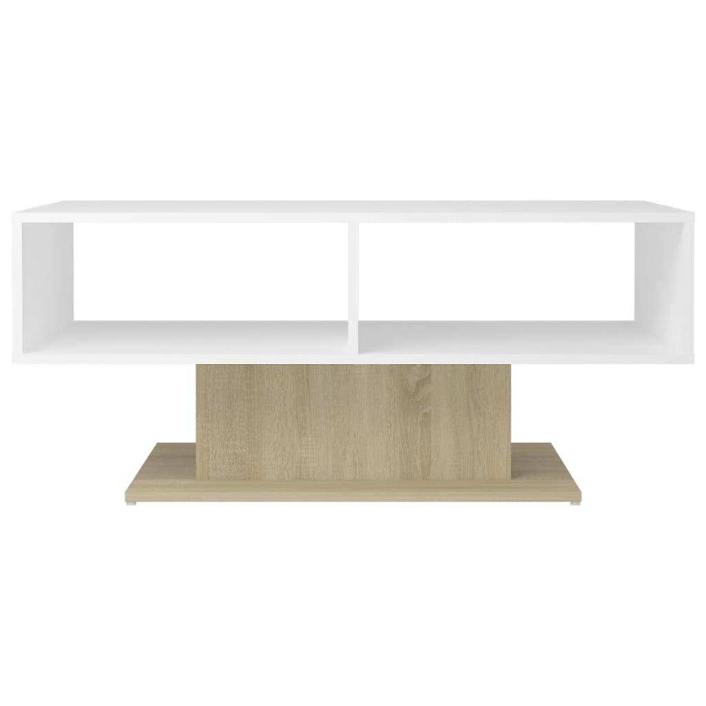 Tavolino Bianco e Rovere Sonoma 103,5x50x44,5 cm in Truciolato - homemem39