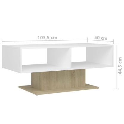 Tavolino Bianco e Rovere Sonoma 103,5x50x44,5 cm in Truciolato - homemem39