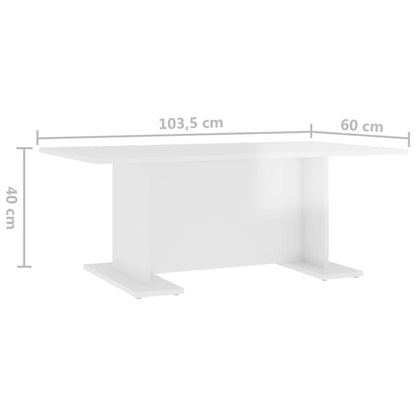 Tavolino da Caffè Bianco Lucido 103,5x60x40 cm in Truciolato - homemem39