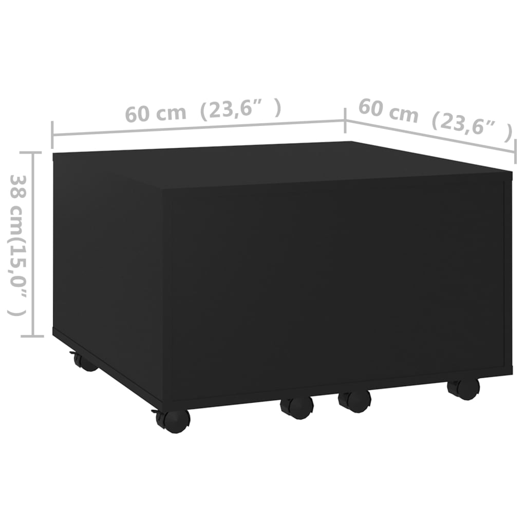 Tavolino da Salotto Nero 60x60x38 cm in Truciolato - homemem39