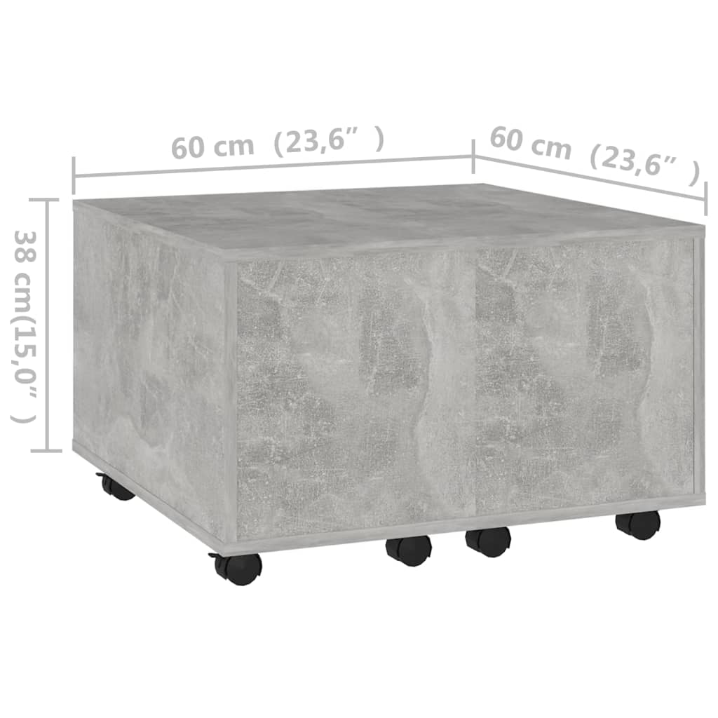 Tavolino da Salotto Grigio Cemento 60x60x38 cm in Truciolato - homemem39