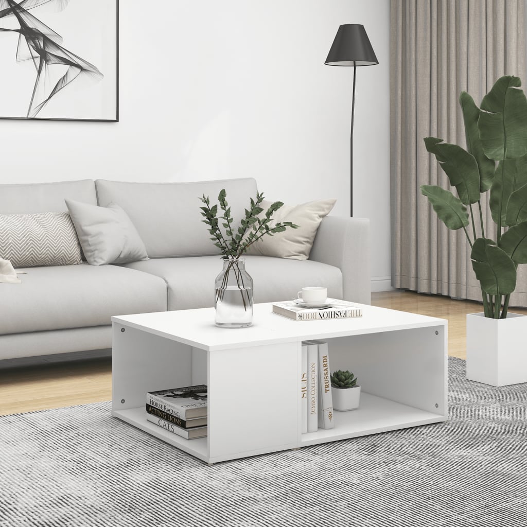 Tavolino da Salotto Bianco 90x67x33 cm in Legno Multistrato - homemem39