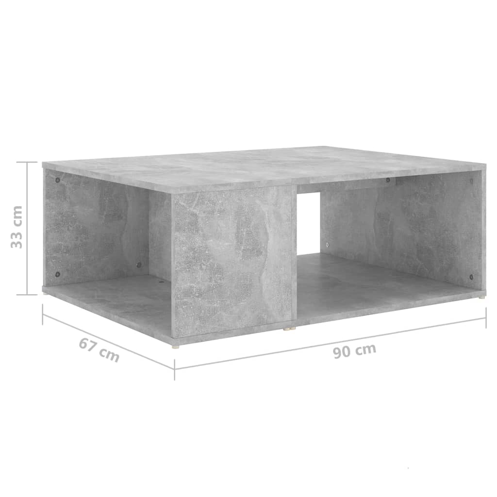 Tavolino da Salotto Grigio Cemento 90x67x33 cm in Truciolato - homemem39