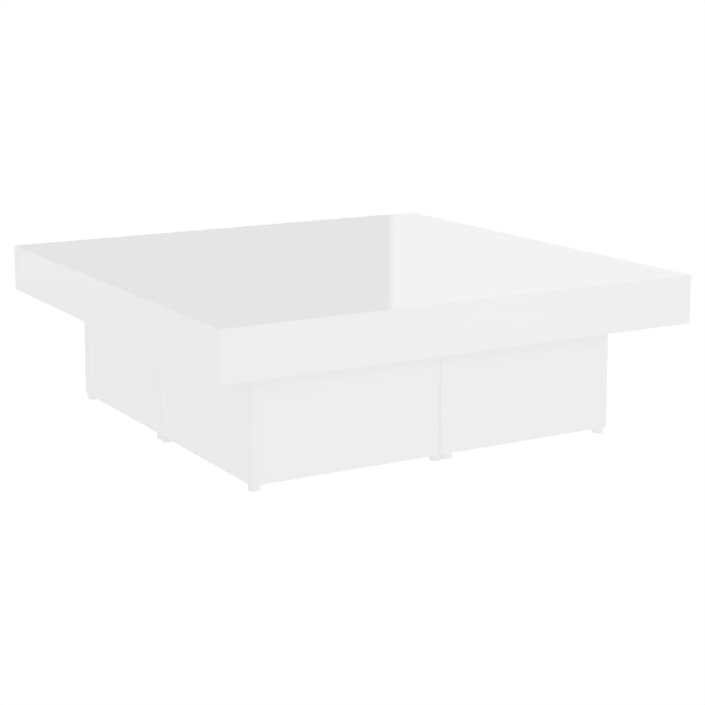 Tavolino da Salotto Bianco Lucido 90x90x28 cm in Truciolato - homemem39