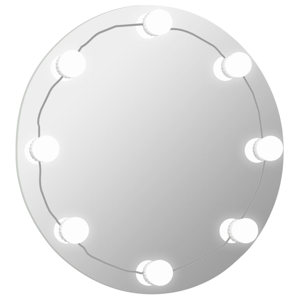 Specchio da Parete Rotondo con Luci LED in Vetro - homemem39