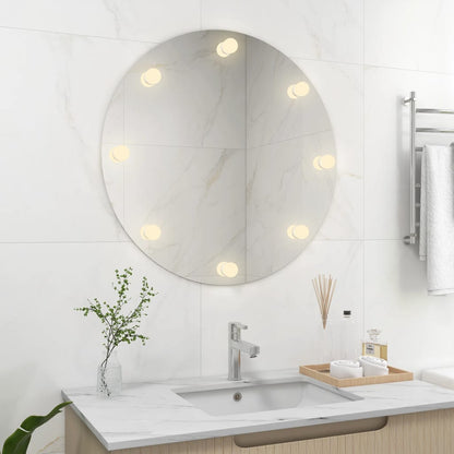 Specchio da Parete Rotondo Senza Cornice con Luci LED in Vetro - homemem39