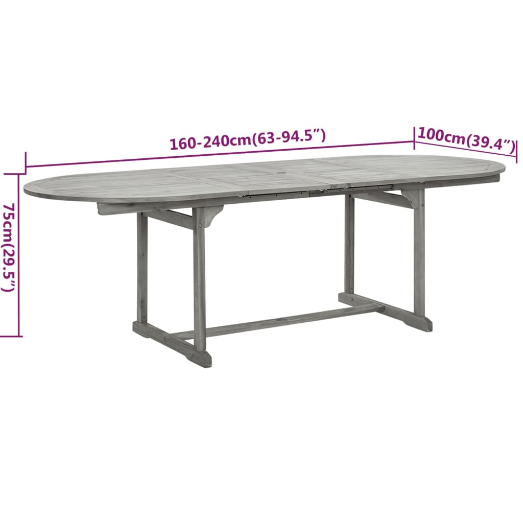 Set da Pranzo per Giardino 7 pz in Legno Massello di Acacia - homemem39