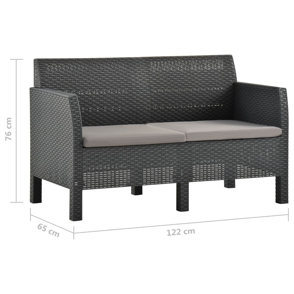 Set Divani da Giardino 2 pz con Cuscini in Rattan PP Antracite - homemem39