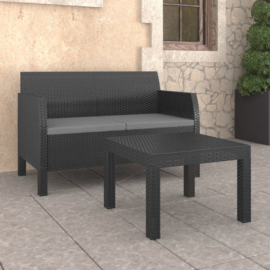 Set Divani da Giardino 2 pz con Cuscini in Rattan PP Antracite - homemem39