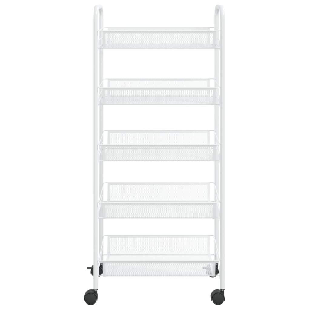 Carrello da Cucina con 5 Ripiani Bianco 46x26x105 cm in Ferro - homemem39