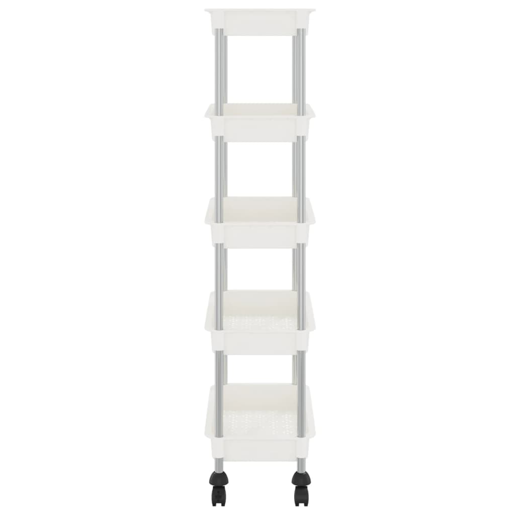 Carrello da Cucina 5 Ripiani Bianco 42x29x128 cm Ferro e ABS - homemem39