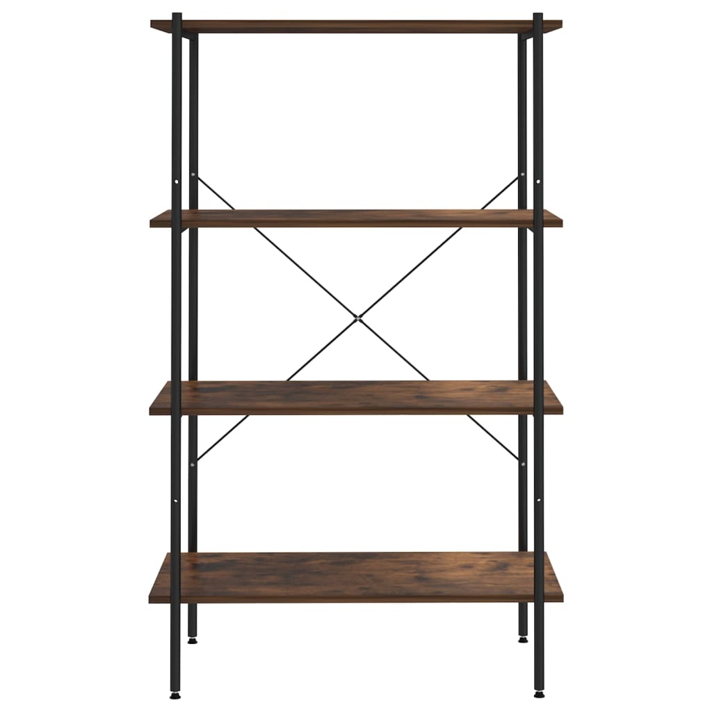 Scaffale con 4 Mensole Nero e Legno Scuro 80x40x130 cm - homemem39