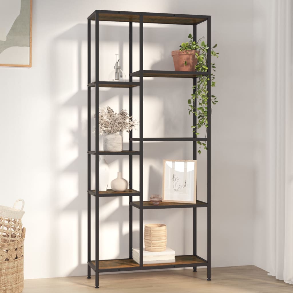 Scaffale per Libri 80x30x180 cm Acciaio e Legno Multistrato - homemem39