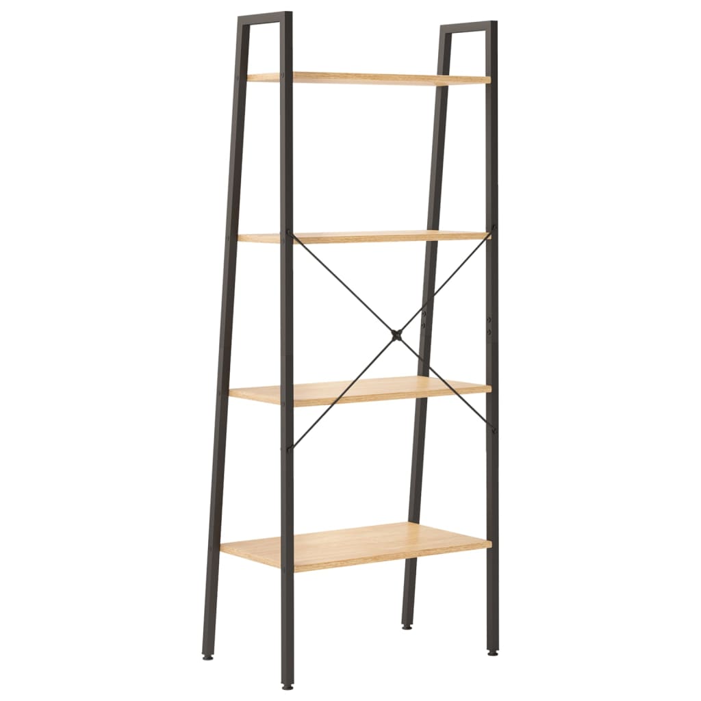 Scaffale Autoportante 4 Ripiani Marrone Chiaro Nero 56x35x140cm - homemem39