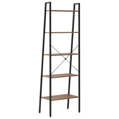 Scaffale Autoportante 5 Ripiani Marrone Scuro Nero 56x35x174 cm - homemem39