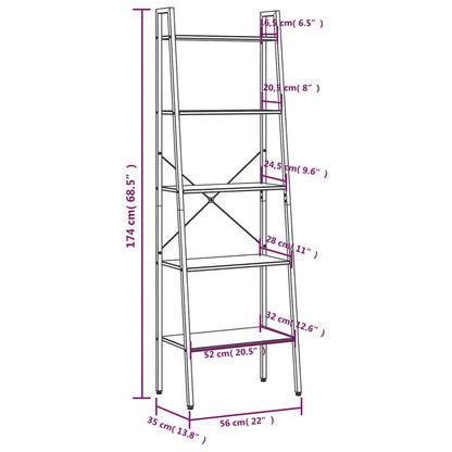 Scaffale Autoportante 5 Ripiani Marrone Scuro Nero 56x35x174 cm - homemem39