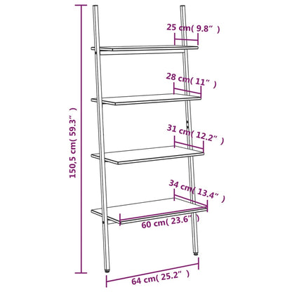 Scaffale Pendente a 4 Livelli Nero 64x34x150,5cm - homemem39