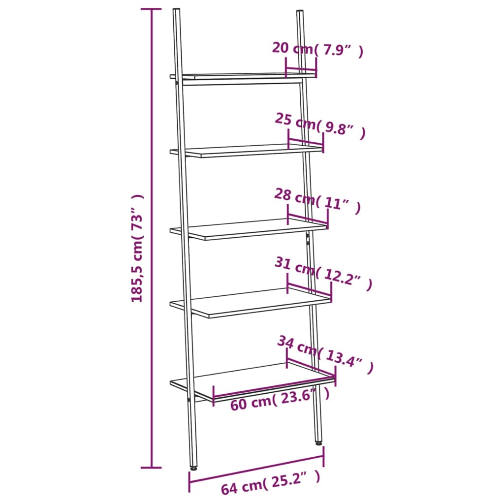 Scaffale Pendente a 5 Livelli Nero 64x34x185,5 cm - homemem39