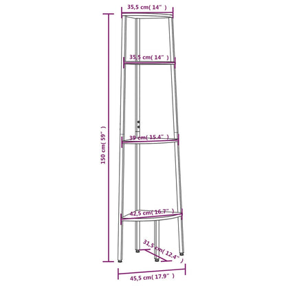 Scaffale Angolare 4 Livelli Marrone Scuro Nero 45,5x31,5x150cm - homemem39