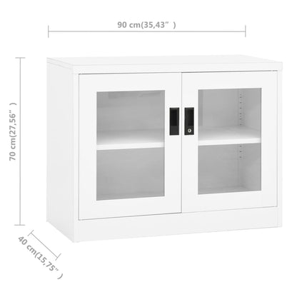 Armadio per Ufficio Bianco 90x40x70 cm in Acciaio - homemem39