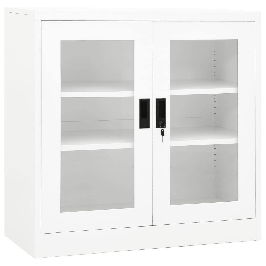 Armadio per Ufficio Bianco 90x40x90 cm in Acciaio - homemem39