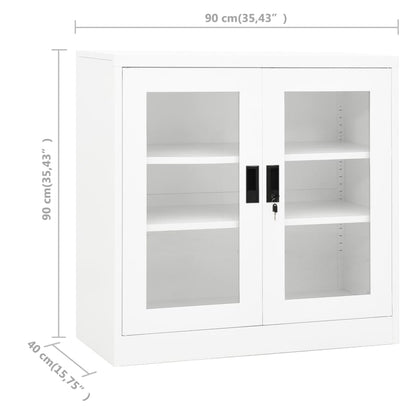 Armadio per Ufficio Bianco 90x40x90 cm in Acciaio - homemem39