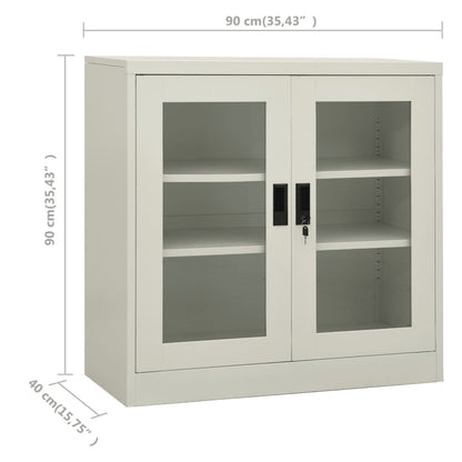 Armadio per Ufficio Grigio Chiaro 90x40x90 cm in Acciaio - homemem39