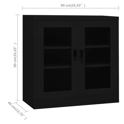 Armadio per Ufficio Nero 90x40x90 cm in Acciaio - homemem39