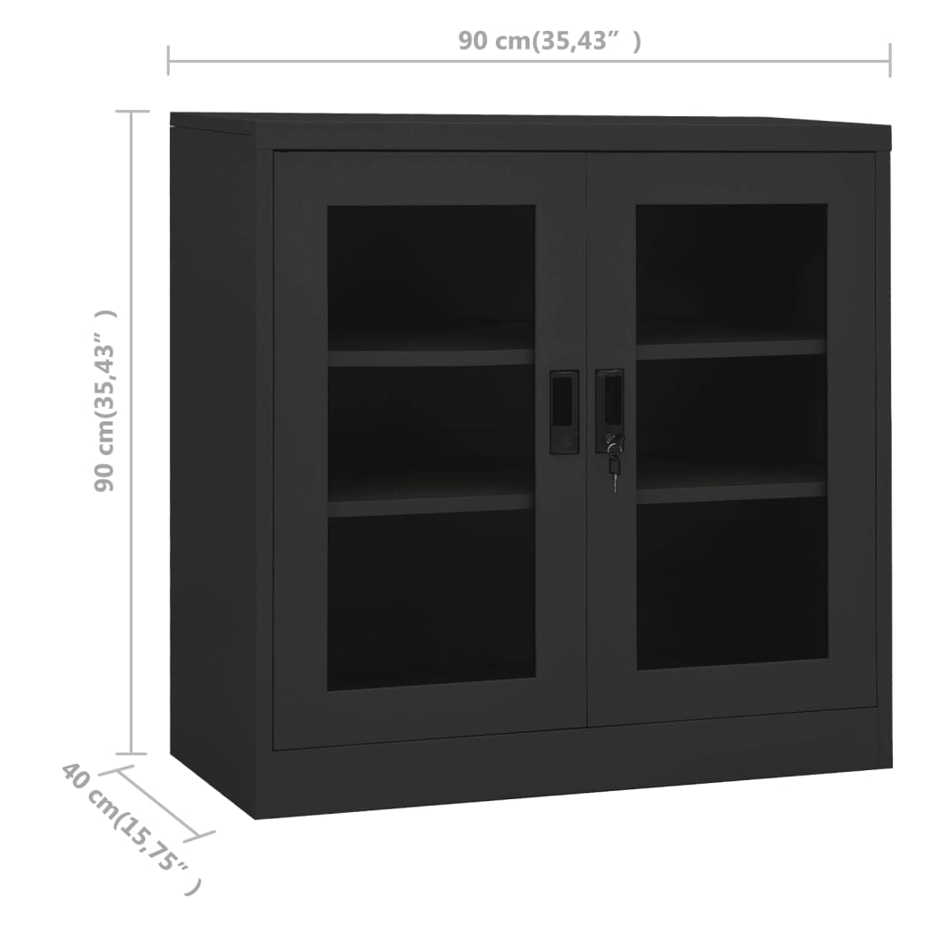 Armadio per Ufficio Antracite 90x40x90 cm in Acciaio - homemem39