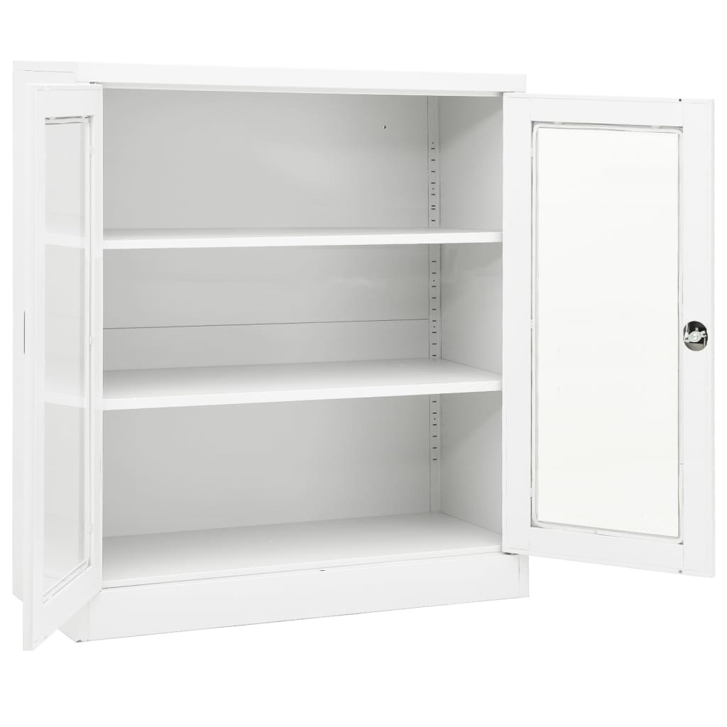 Armadio per Ufficio Bianco 90x40x105 cm in Acciaio - homemem39