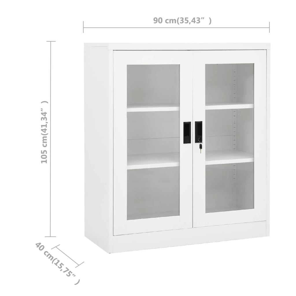 Armadio per Ufficio Bianco 90x40x105 cm in Acciaio - homemem39