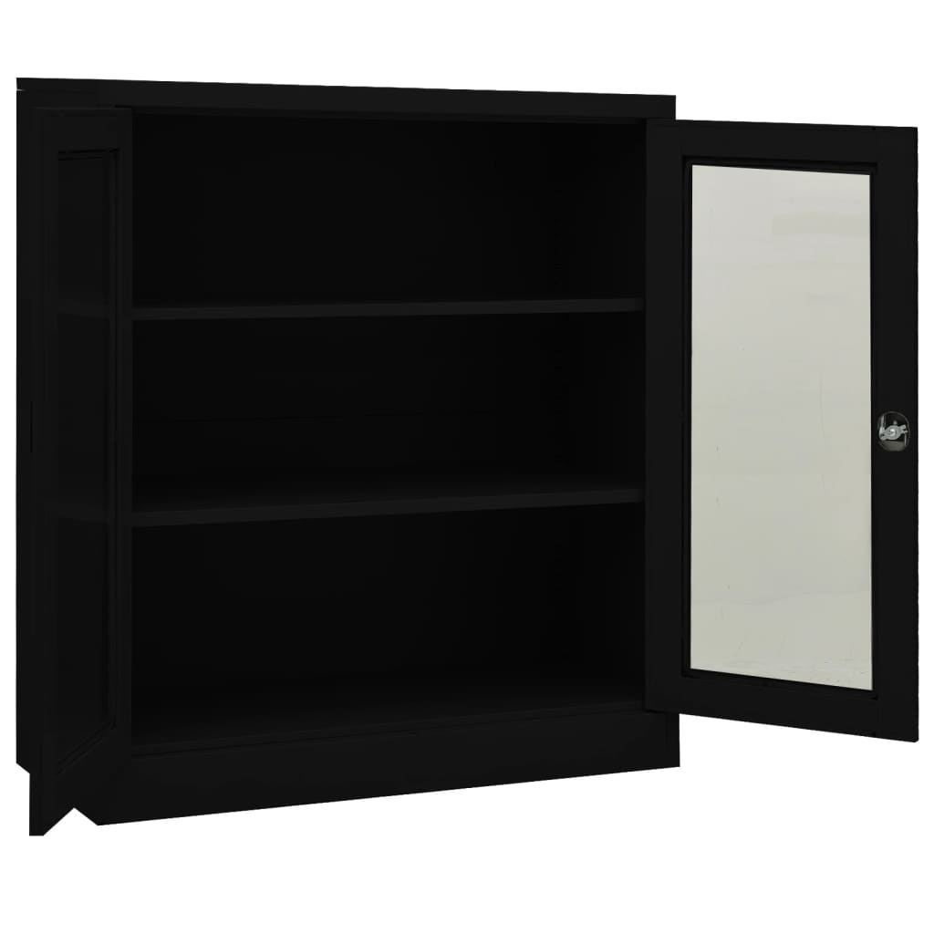 Armadio per Ufficio Nero 90x40x105 cm in Acciaio - homemem39