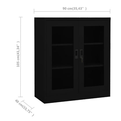 Armadio per Ufficio Nero 90x40x105 cm in Acciaio - homemem39