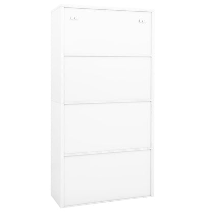 Armadio per Ufficio Bianco 90x40x180 cm in Acciaio e Vetro - homemem39