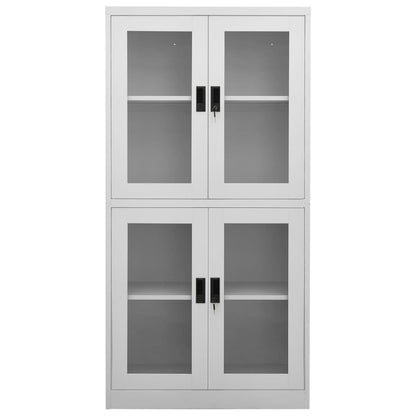 Armadio per Ufficio Grigio Chiaro 90x40x180 cm Acciaio e Vetro - homemem39